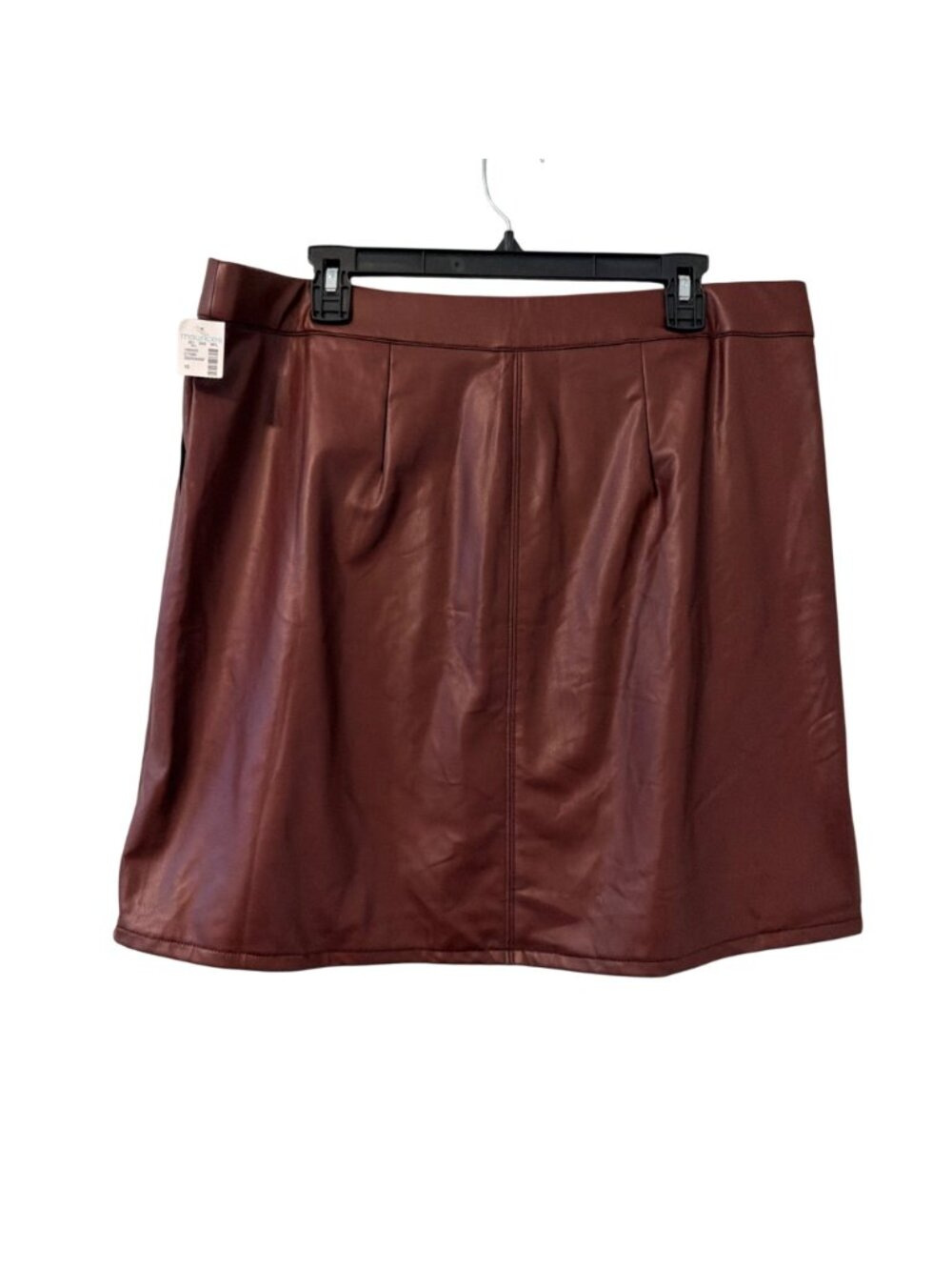 Maurices Faux Leather Burgundy Mini Skirt Sz 16 Coating Polyester Blend Lining.N - Picture 6 of 12